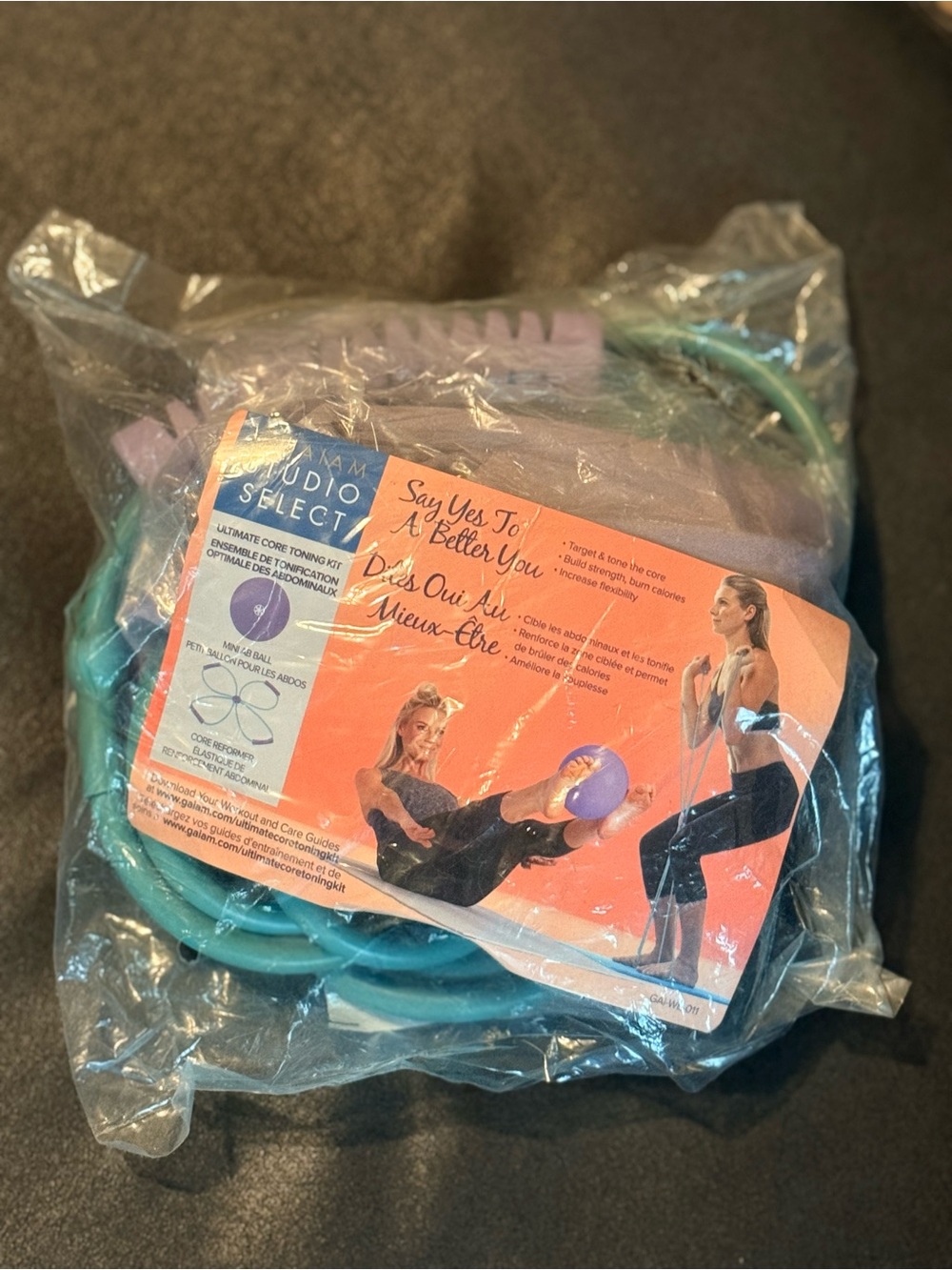 Gaiam Studio Select Teal Pilates Core Resistance Band & 8in Ab Ball Set NWT